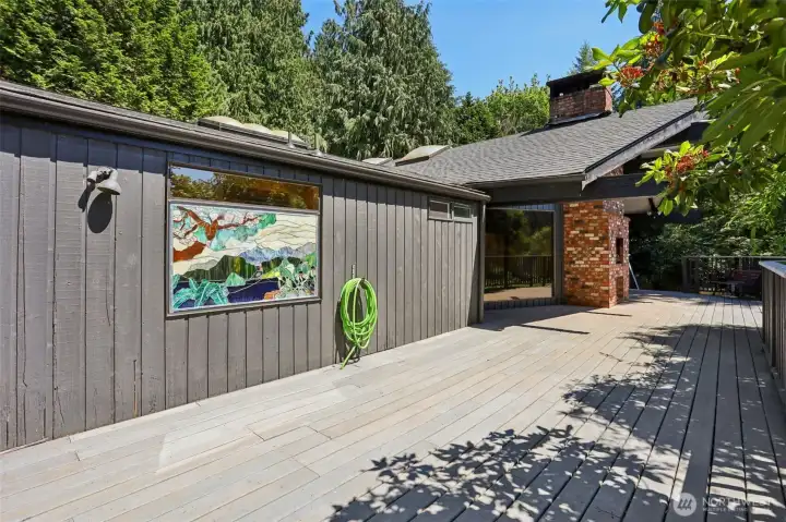 Large beautiful decking water proof Pergo planks. Also? Have you ever seen such and extraordinary area for outside cooking....