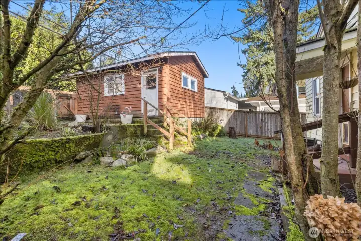 Backyard - looking toward detached garage and alley