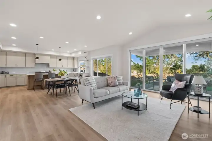 open concept living with vaulted ceilings