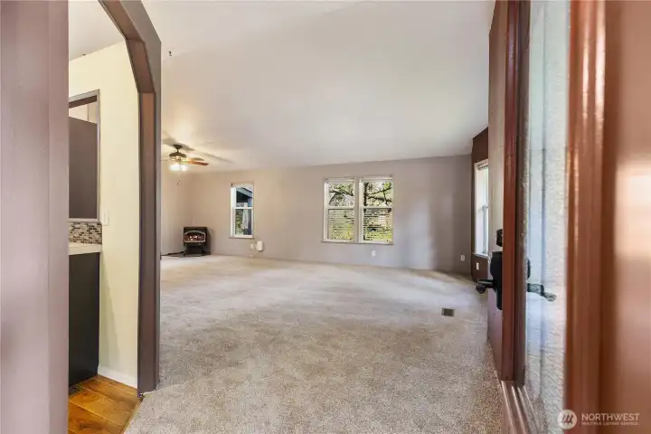 Entry leads to great room and kitchen