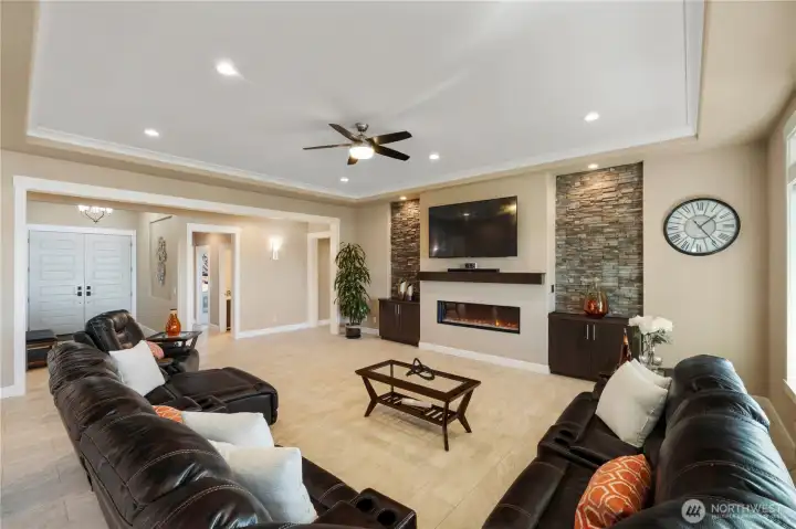 Digital fireplace perfect for adding ambiance to your relaxing moments in the great room