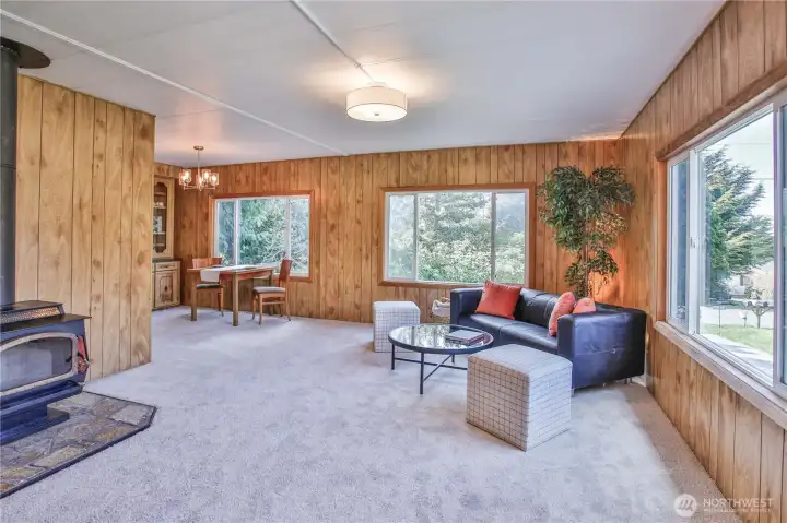 spacious, light filled living room