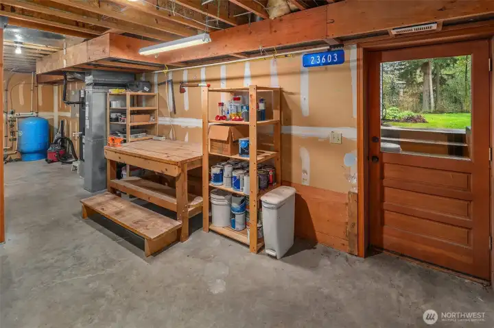Lower level workshop and storage space.