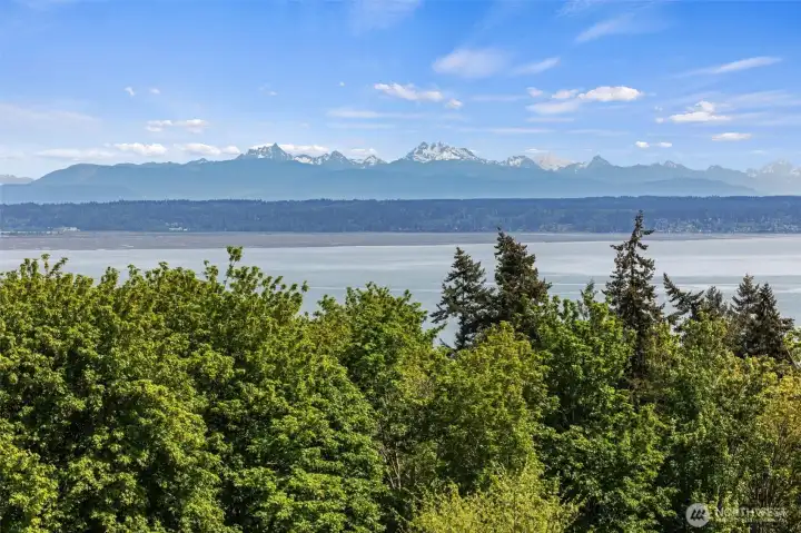 Look out to Port Susan Bay and the Cascade Range which includes Glacier Peak, Mt. Baker and even Mt. Rainier!