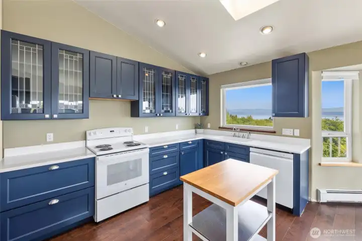 This newly updated kitchen looks out to the stunning views!