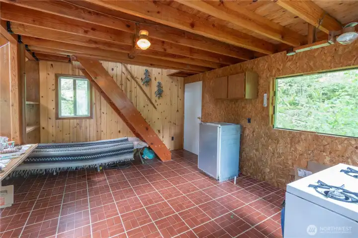 Another view of the kitchen area.