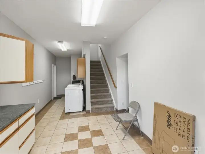 Heated tile floors, utility room shared, but can be separate entry for ADU, which is upstairs. The two car garage can be entered from here, was well. Heated tile floors, utility room shared, but can be separate entry for ADU, which is upstairs. The two car garage can be entered from here, was well.