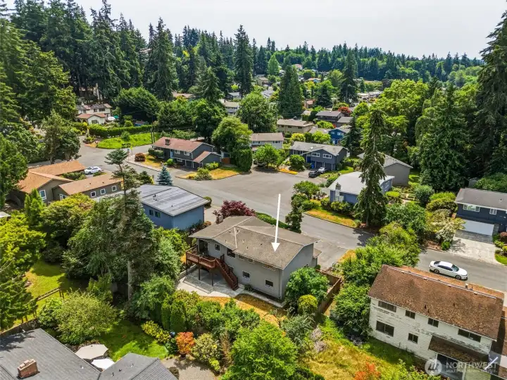 An aerial view of the property.