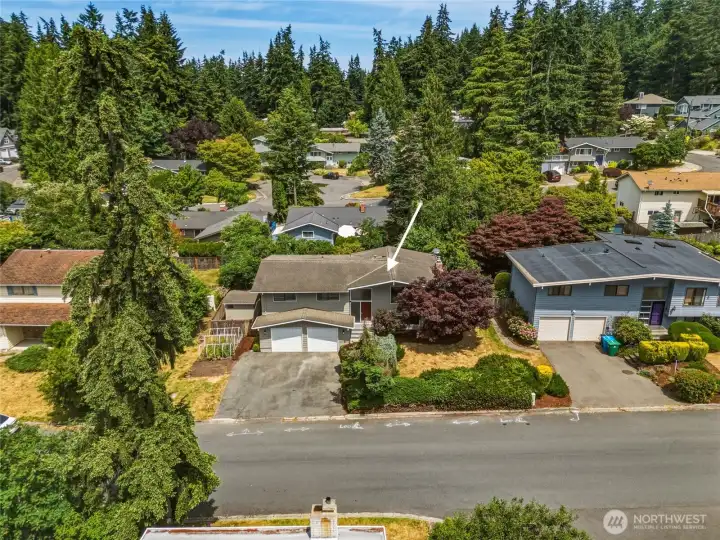 An alternate aerial view of the property from front.