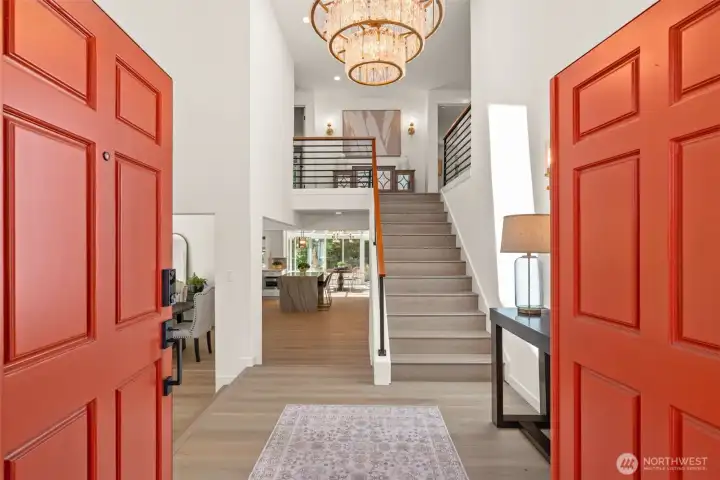 Soaring ceilings and large windows allow an abundance of natural light
