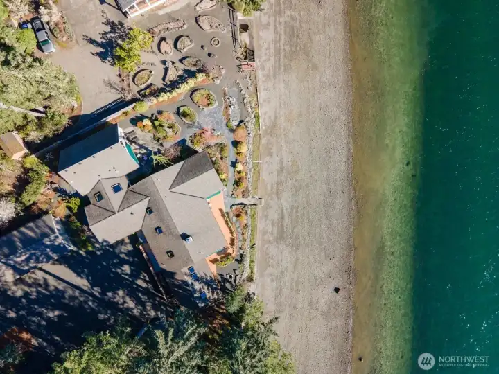 An eagles view! A beautiful beach front, gardens and space to enjoy.  This photo only shows a 1/3rd of the whole property.