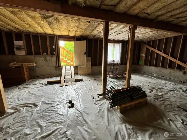 Roughed in basement interior