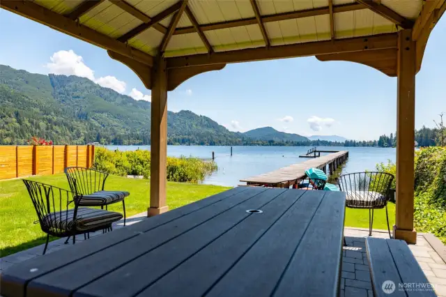 That's your dock to sit on, your gazebo and picnic area
