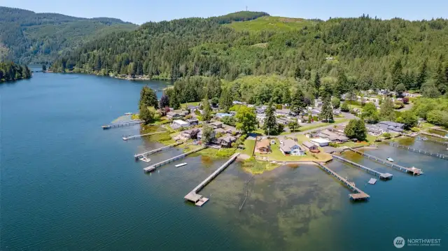 A view looking back on the community in this area of Lake Samish, in beautiful Bellingham Washington