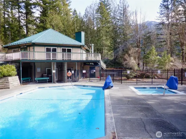 Clubhouse with pool and hot tub