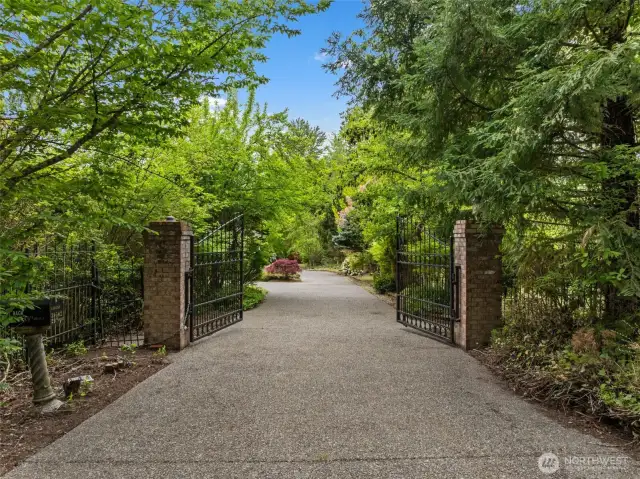 Gated driveway entry.