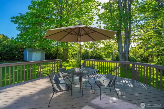Large deck in rear is perfect space for entertaining and enjoy the private back yard.