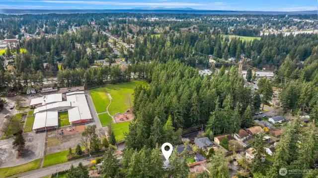 Aerial view showcasing proximity to North City Park.