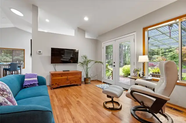 French doors lead out to a wonderful covered patio.