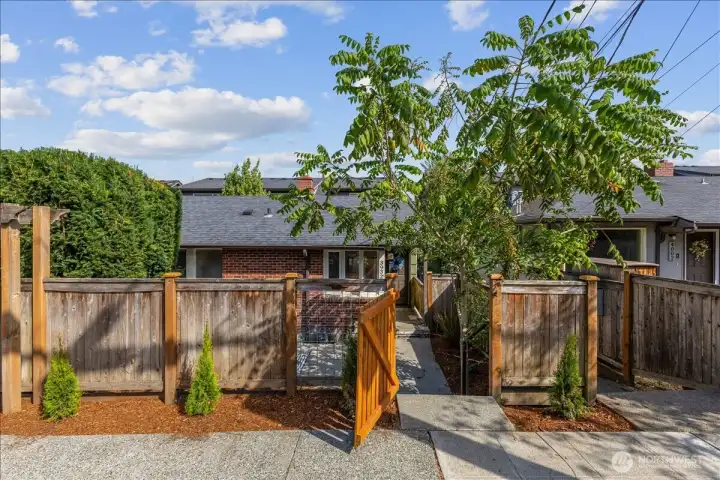 Gated entry to private patio off entrance