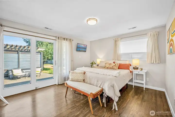 Junior suite with slider to private back patio.