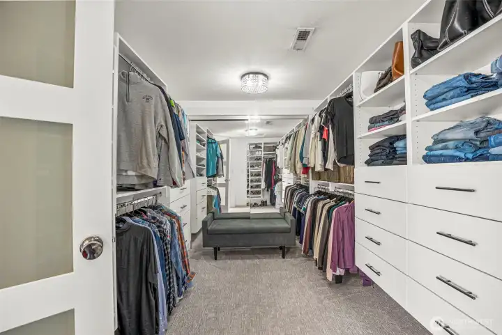 Primary suite walk in closet.