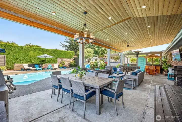 You will be the one to host all the parties with this space! Imagine watching the game, eating dinner, having pool parties... the list goes on and on! BBQ is plumbed for gas as is the fireplace.