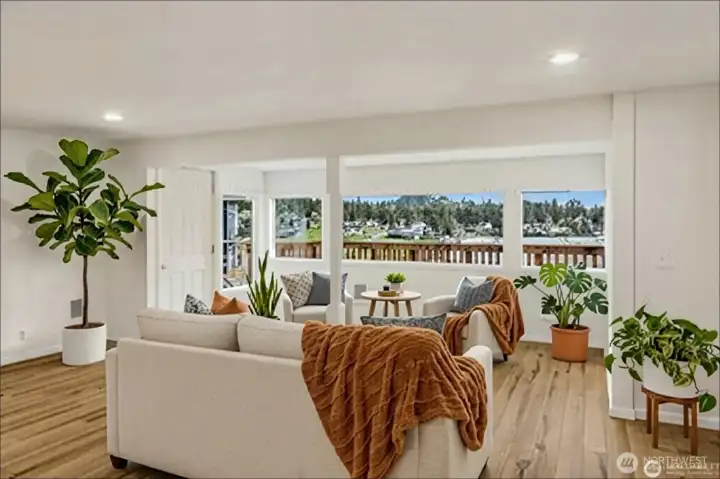 Virtually Staged Living Room/Front Window Area