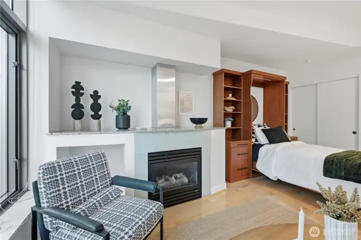 Cool gas fireplace for the ultimate ambience on chilly winter days & nights!