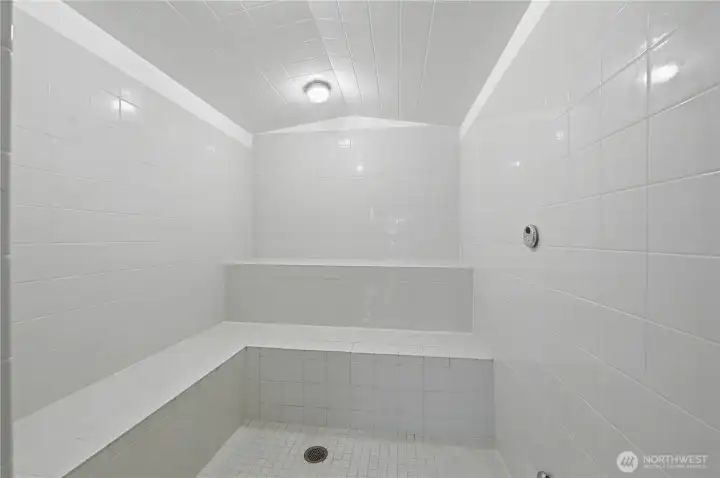 Steam room off the spa.