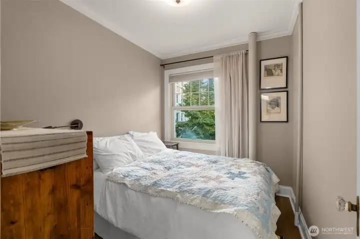 Bedroom overlooking courtyard
