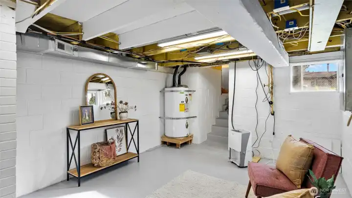 After discovering a damp basement when he first purchased the home 19 years ago, the seller took action - installed proper drainage, solved the issue completely, and now simply runs a dehumidifier to keep the air fresh and comfortable year-round.