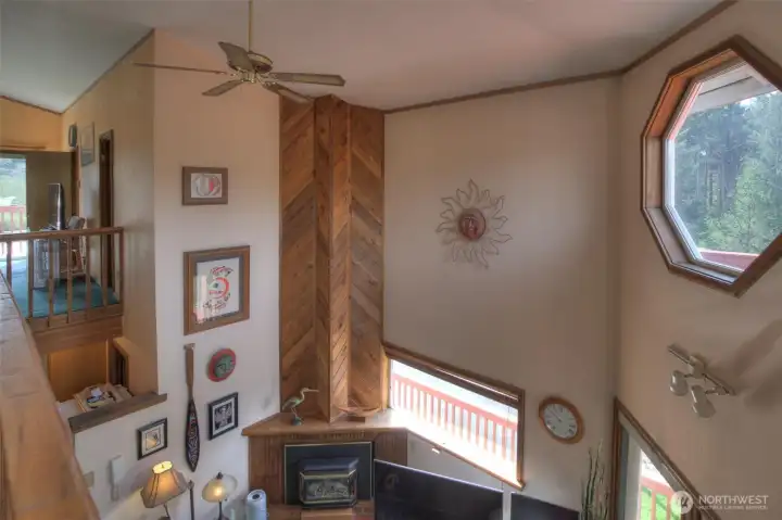 Looking down from top floor bedroom loft