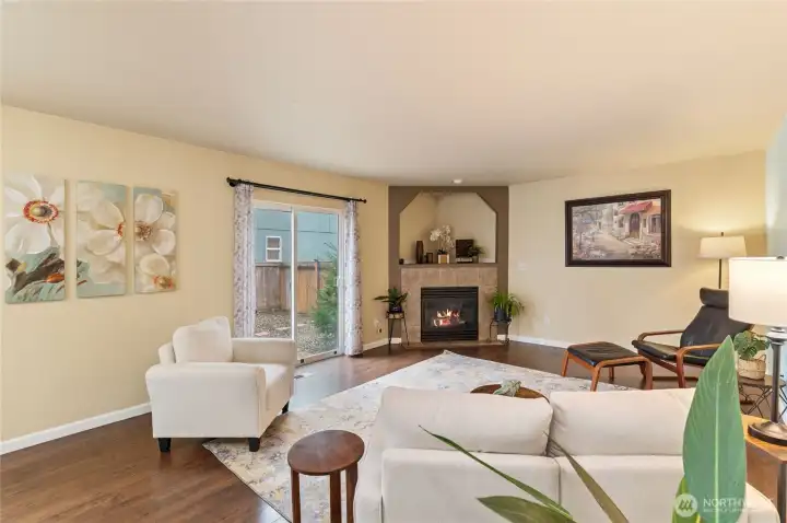 Spacious great room with gas fireplace