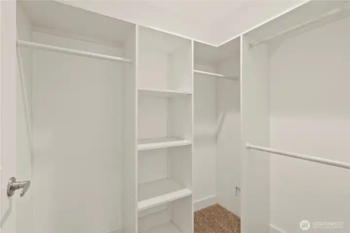 Walk-in closet in the primary bedroom