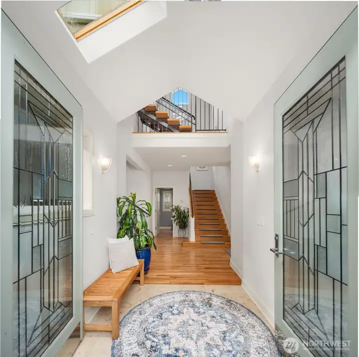 A grand entrance highlighted by Italian marble flooring