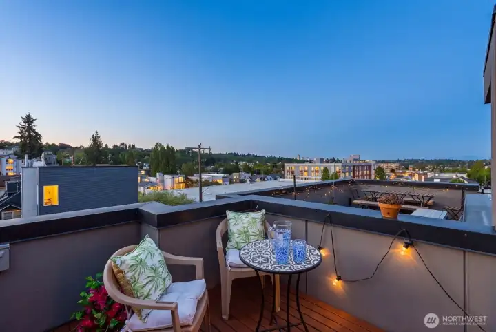 Beautiful rooftop deck with Mount Baker views