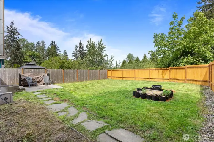 Fully fenced backyard, great for pets or play