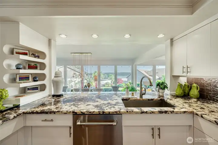 Kitchen facing Columbia River