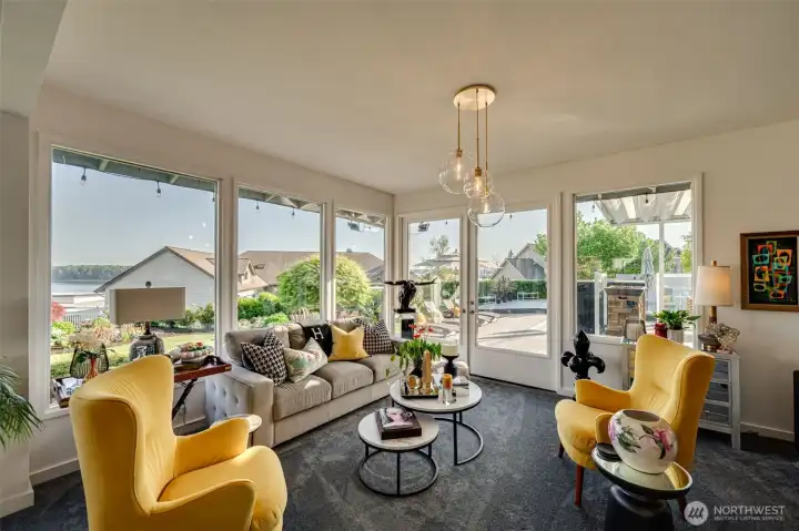 Sun room. Breakfast nook is to the right.