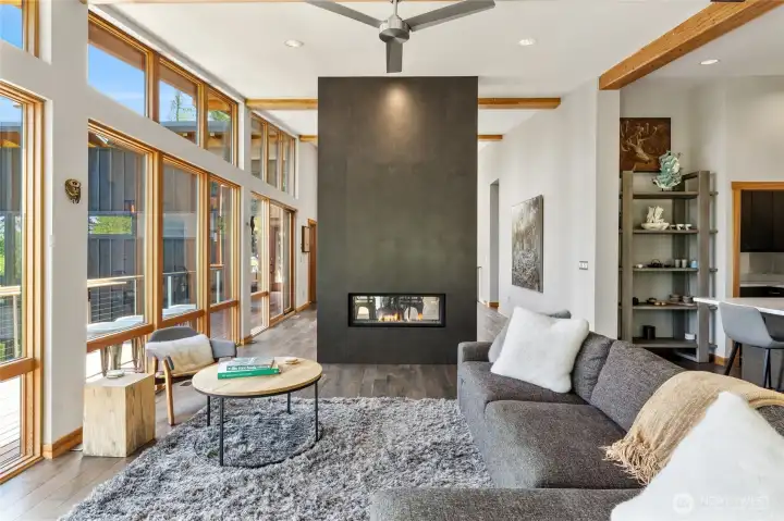 Custom fireplace is the centerpiece of the home