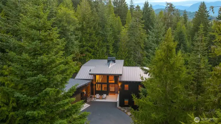 Aerial view of front of home