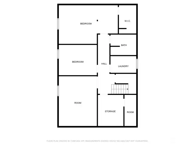Floor plans for Finished Basement, ~1,232 Sqft + 141 sqft Unfinished Space (Storage + Room). Separate stairwell entrance allows for this to easily be converted into another rentable unit.