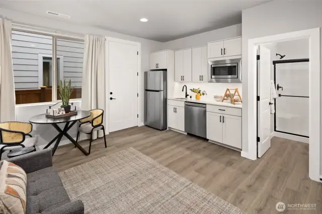Image is from Falcon Floorplan, showcasing Casita Kitchenette. Layout in Hawk floorplan will vary. See Site Agent for Details.