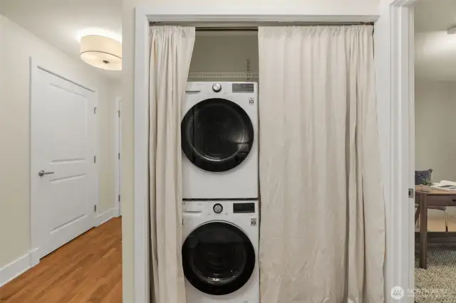 Stackable washer and dryer in unit