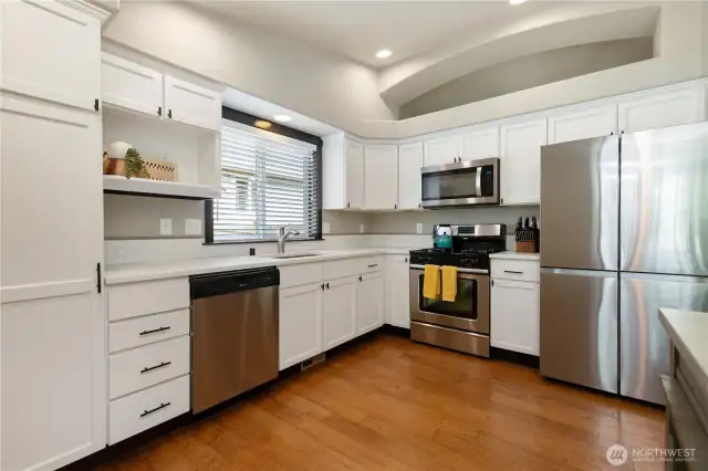 This kitchen has been tastefully updated, so bright and clean.