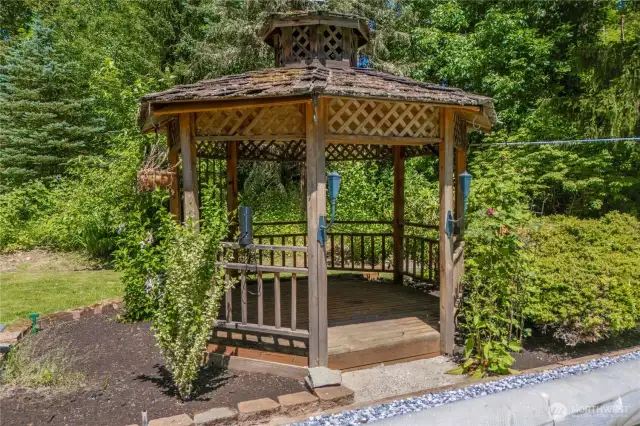 Enjoy the outdoors in this covered gazebo even on rainy days