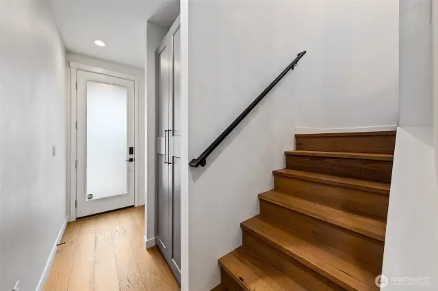 Entry has immediate closet for shoes, jackets, etc.