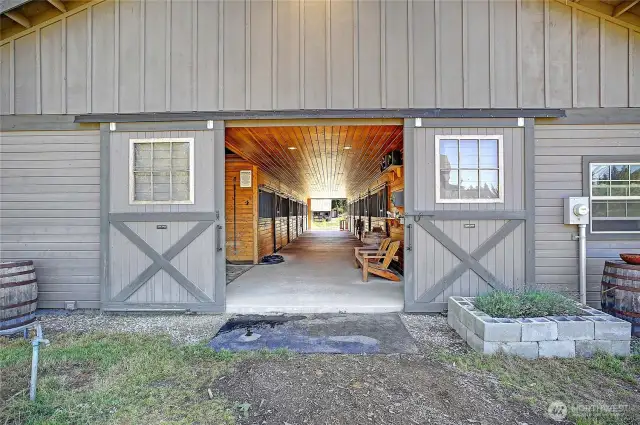 entrance to your 10 stall barn with all the ammenities to keep your horses happy!