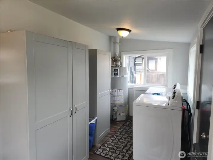 Added storage cabinets remain with home.